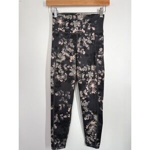 Sweaty Betty Super Sculpt 7/8 Leggings Size XS Black Floral Dandelion Run Yoga